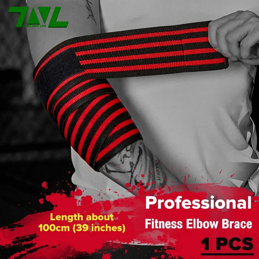 1PC 100cm Long Wrap Elbow Strap Bandage Breathable Brace Support Gym Fitness Sport Protecter Pad for Weightlifting Bench Press