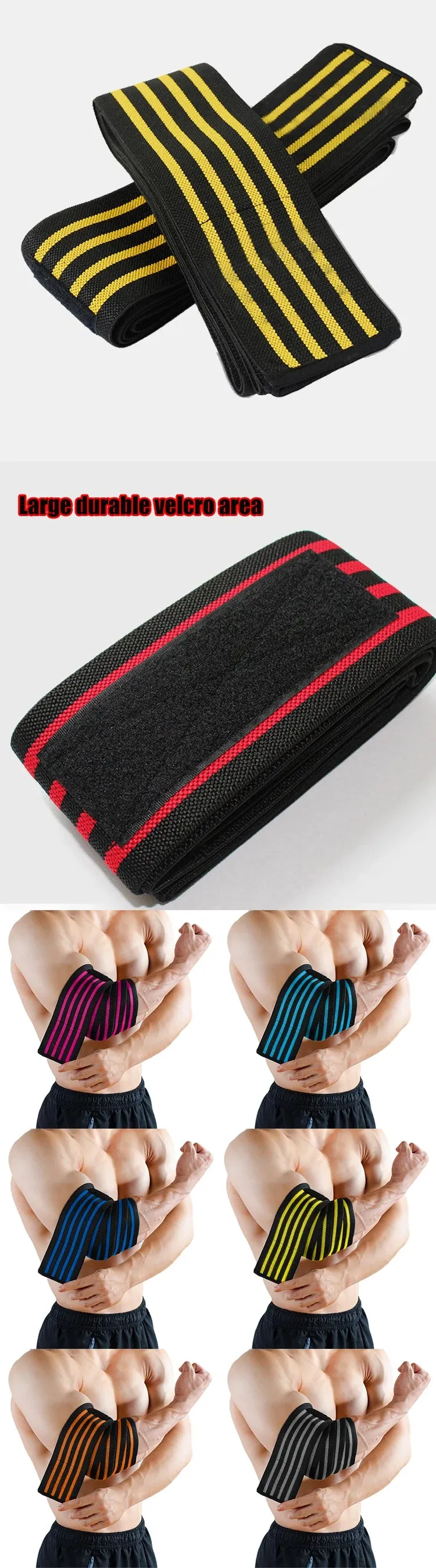 1PC 100cm Long Wrap Elbow Strap Bandage Breathable Brace Support Gym Fitness Sport Protecter Pad for Weightlifting Bench Press