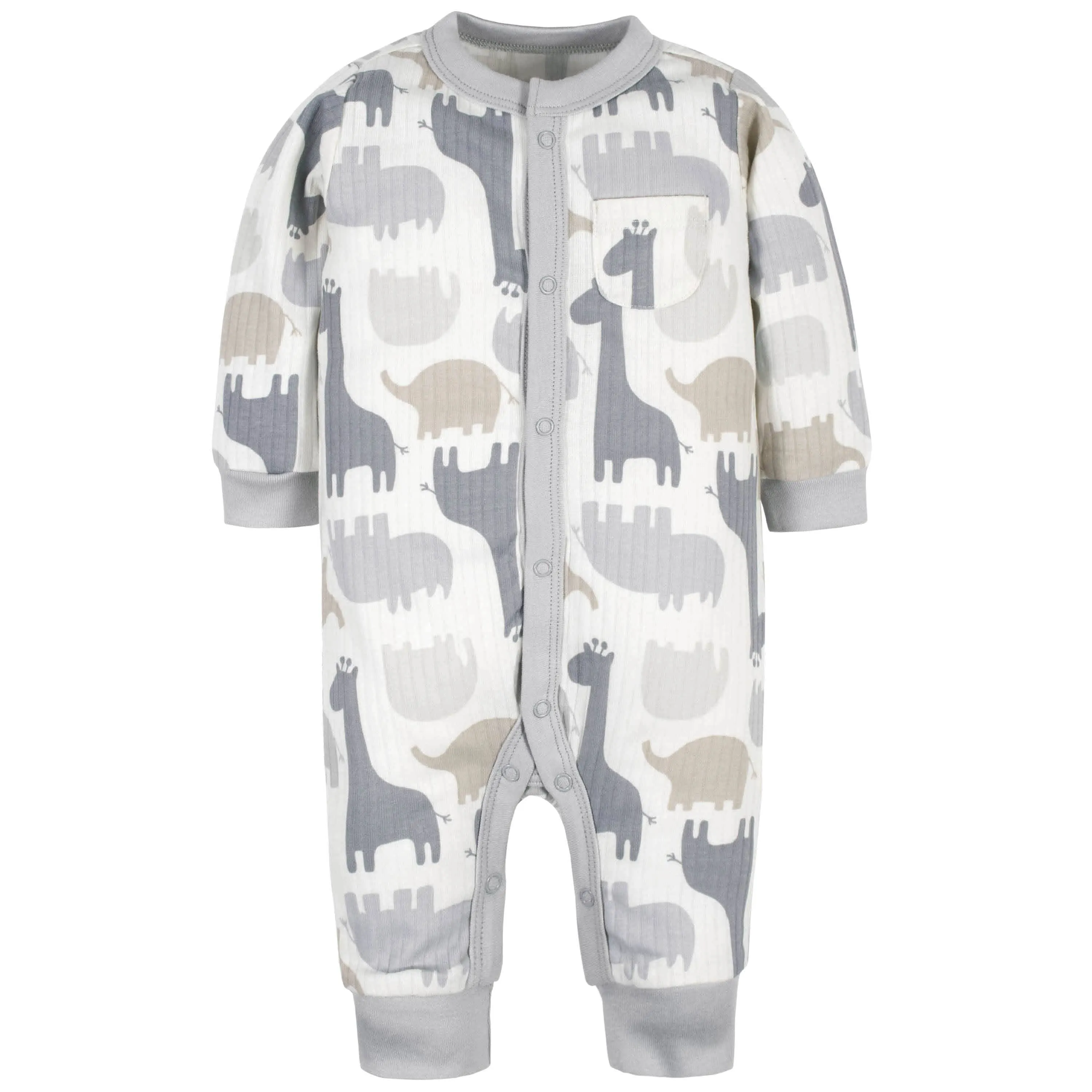 3-Pack Organic Baby Boys Jungle Coveralls