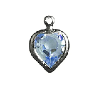 8.8mm S/S Plate Heart Charm- Light Sapphire (1pc)