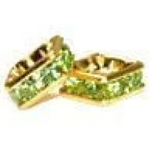 8mm Gold Plate Squaredell - Peridot (Sold by the piece)