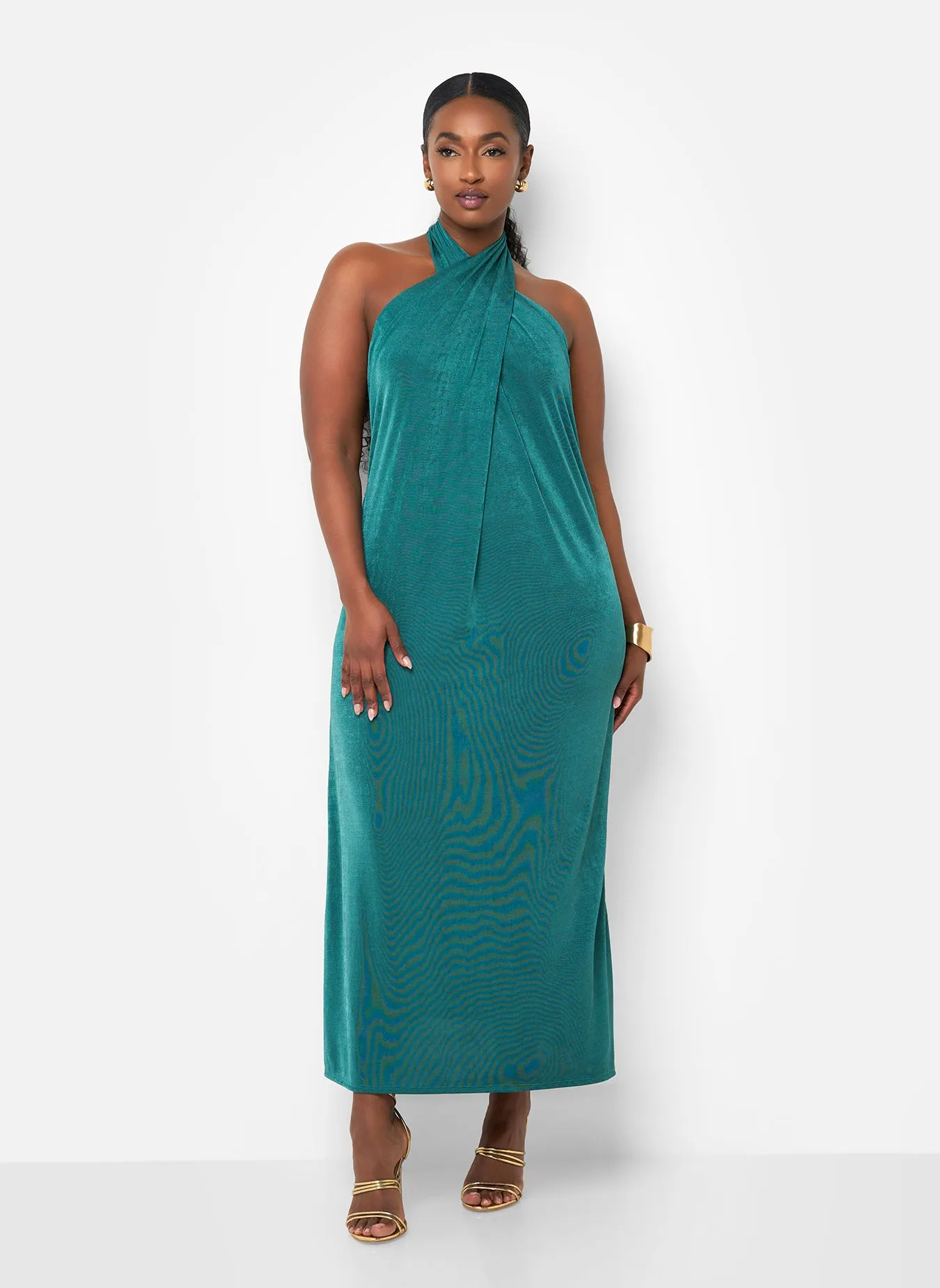 Adelaide Halter Slip Dress- Teal