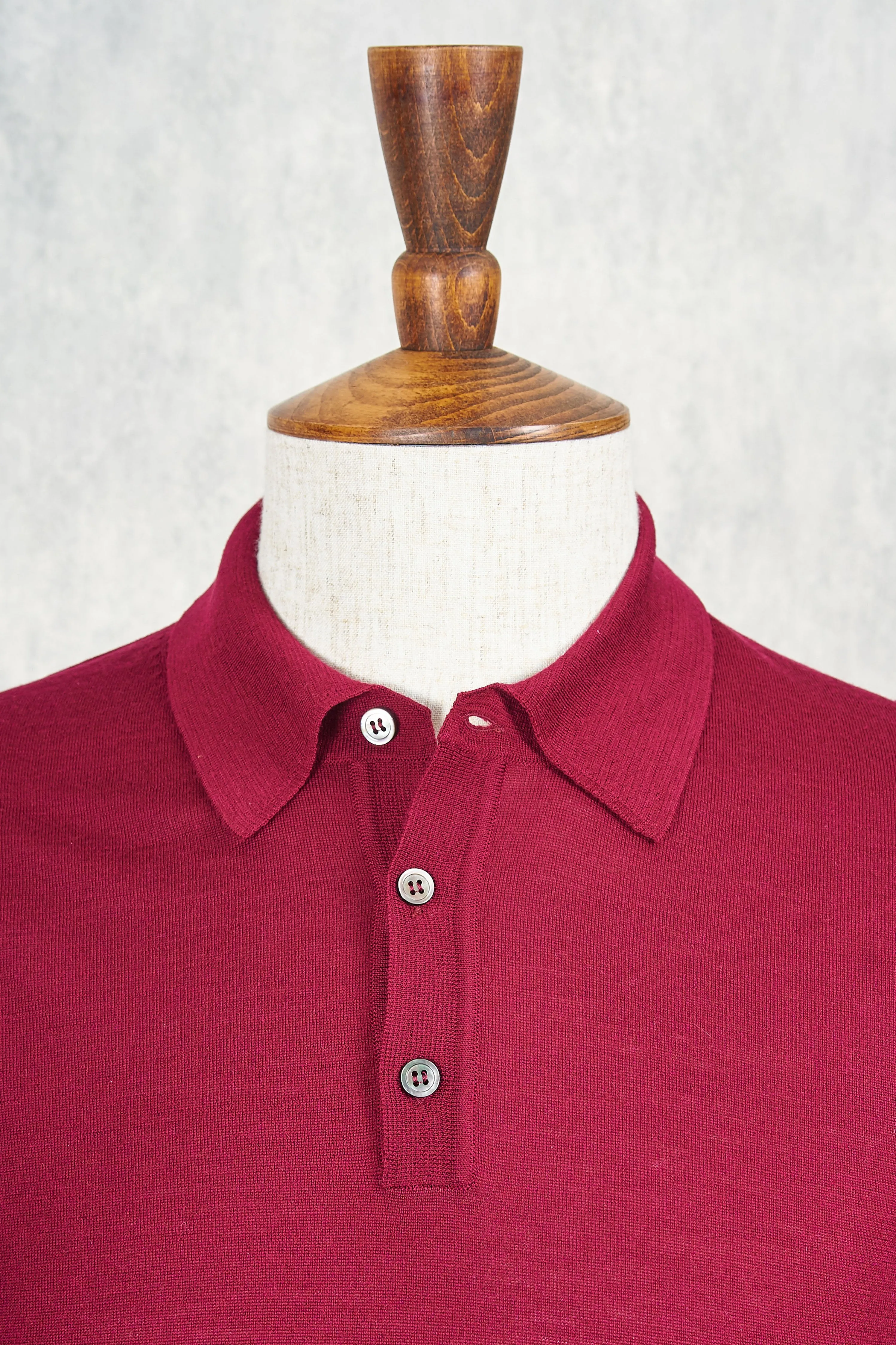 Ascot Chang Burgundy Extra-Fine Merino Wool Polo