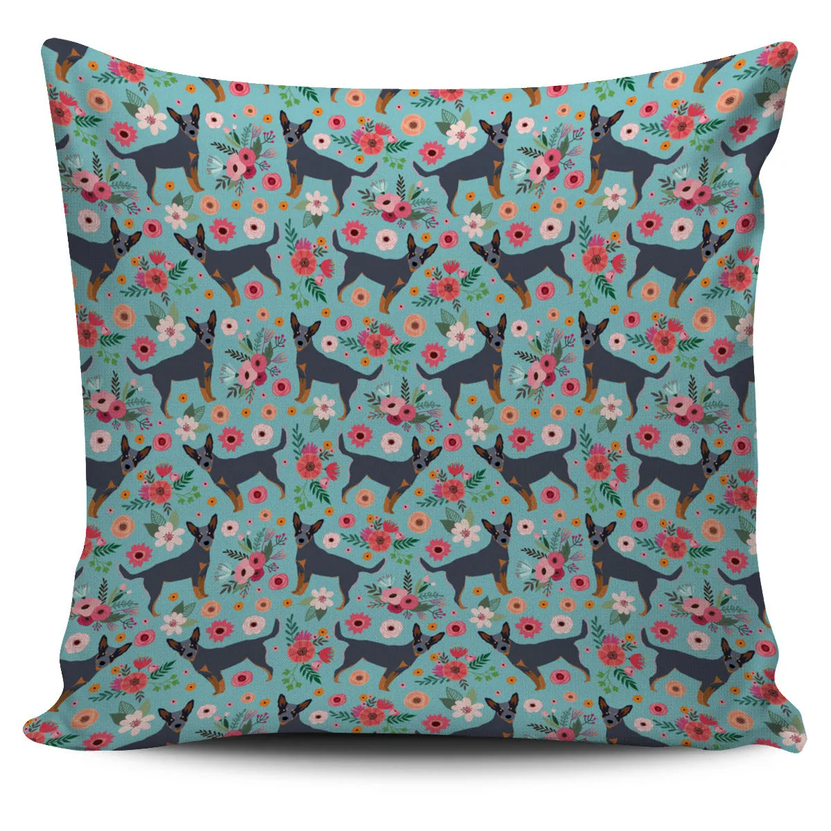 Australian Cattle Dog Flower Pillow Cover