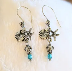 Beach Theme Earrings - Silver