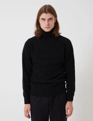 Bhode Lambswool Roll Neck Jumper (Made in Scotland) - Black