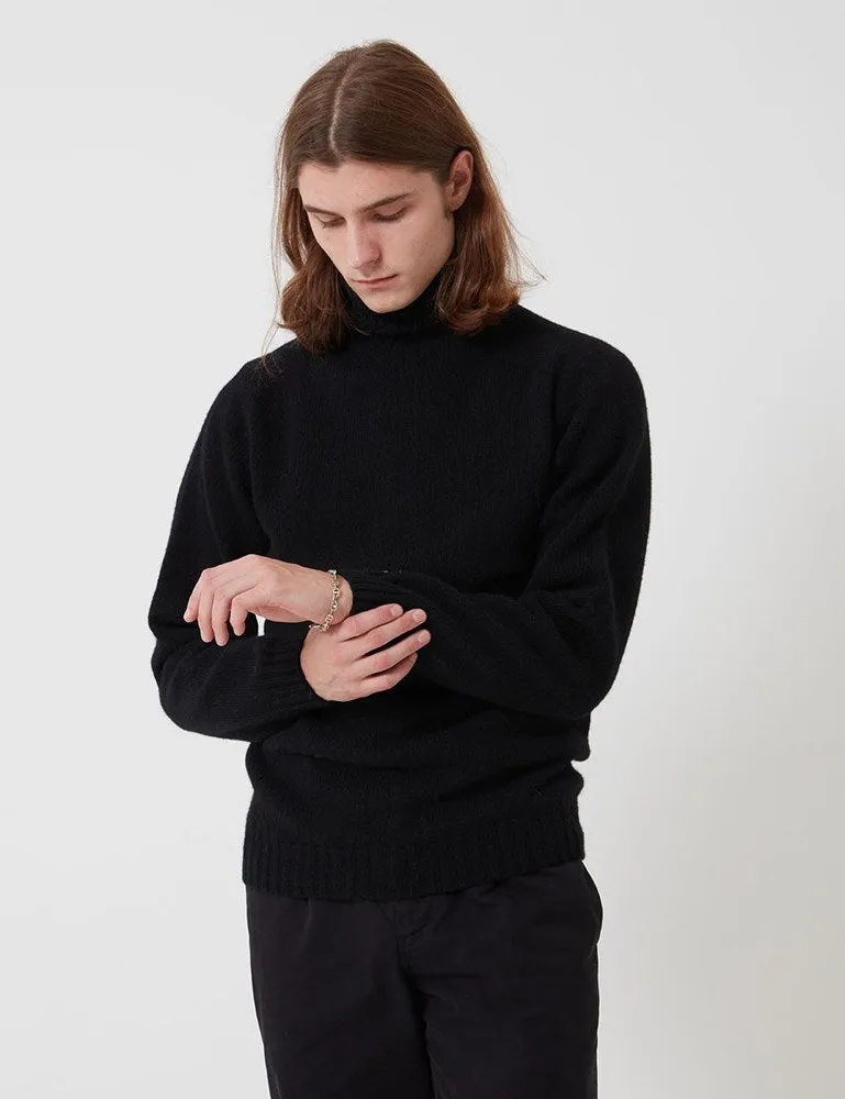 Bhode Lambswool Roll Neck Jumper (Made in Scotland) - Black