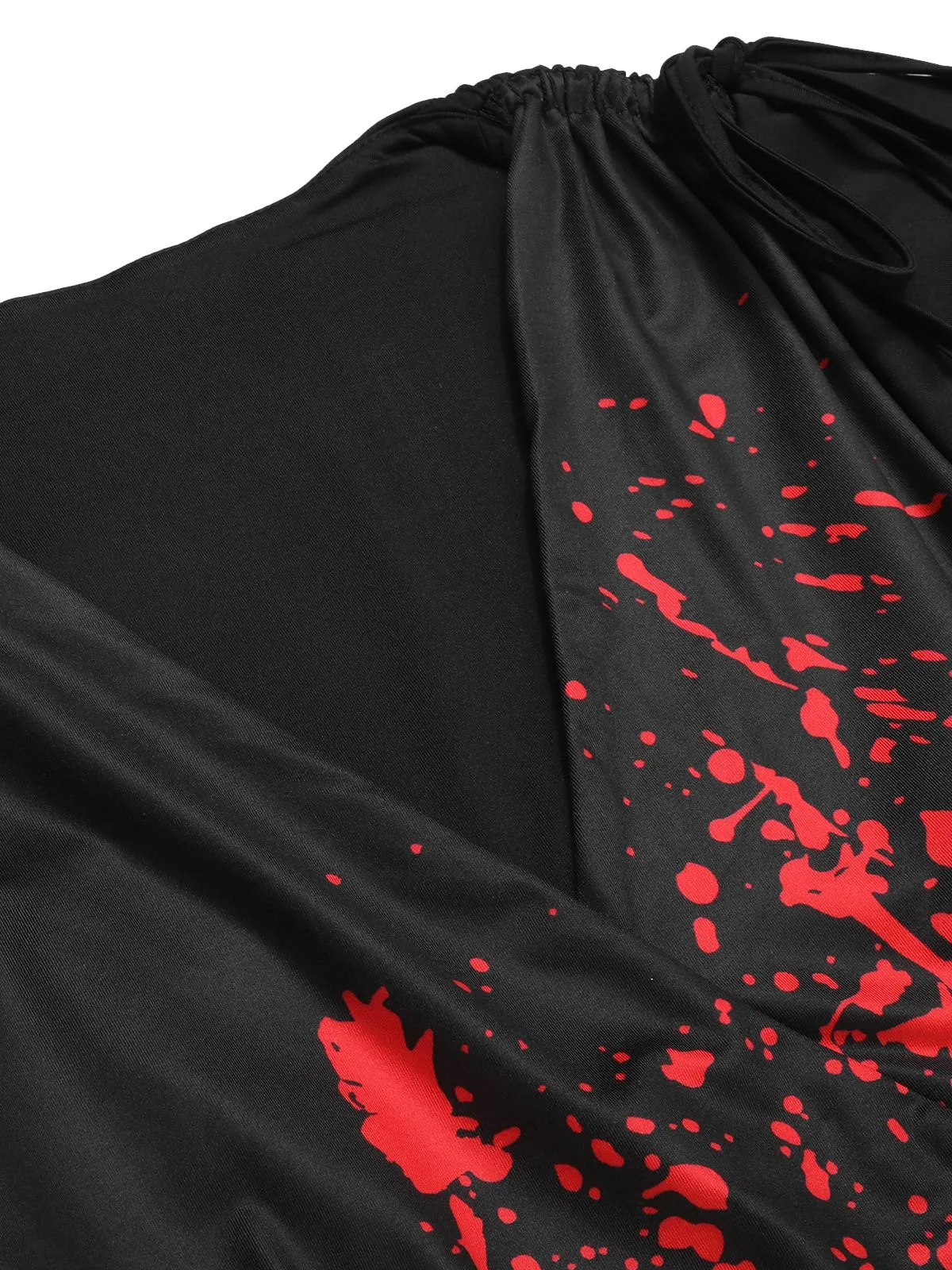 Black 1930s V-Neck Blood Handprint Fishtail Dress