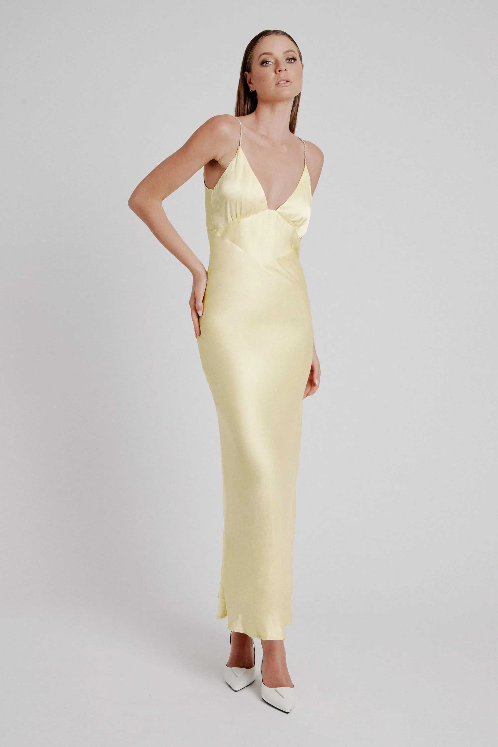 Capri Diamante Slip Dress - Canary Yellow