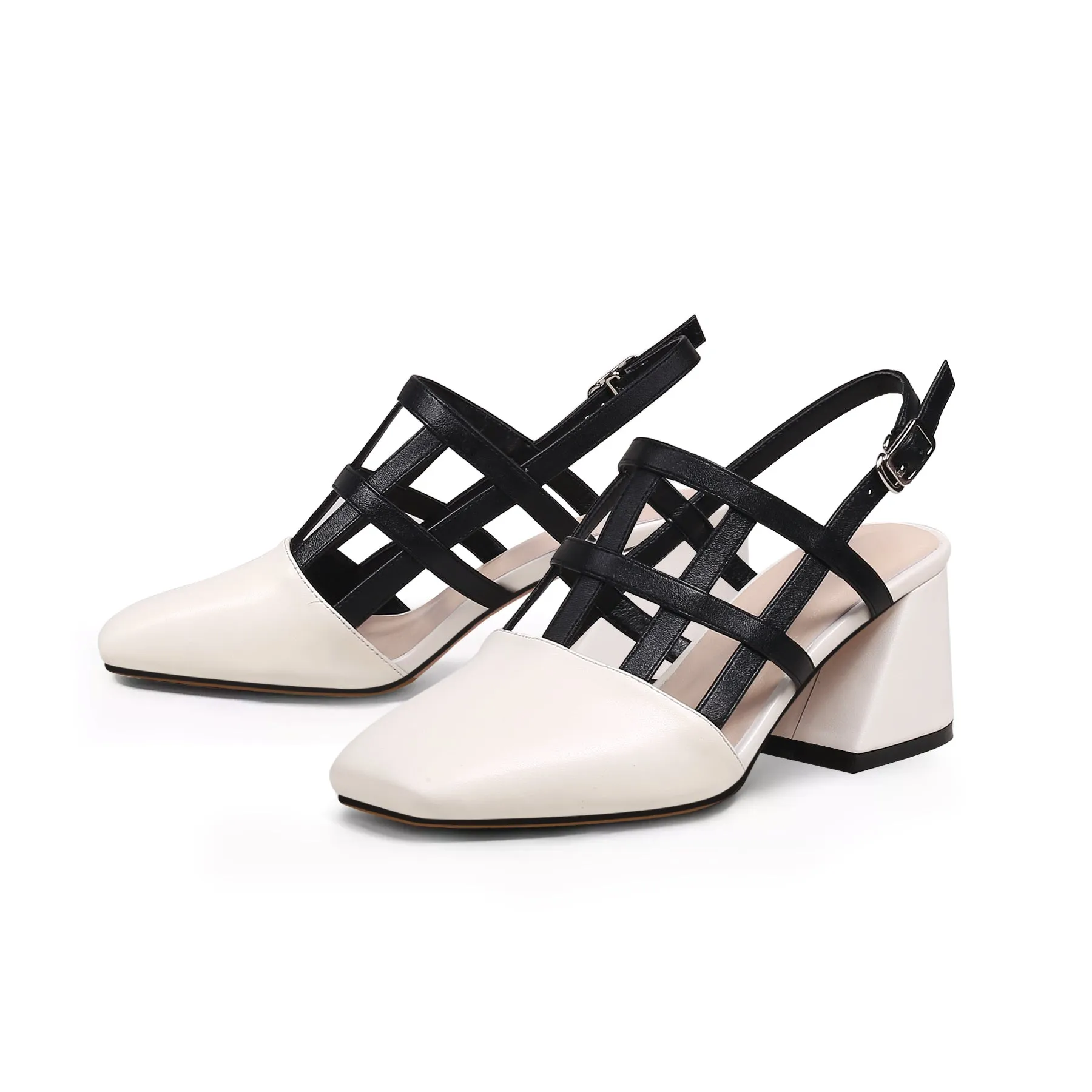 Chic Woven Leather Ankle Strap Mules