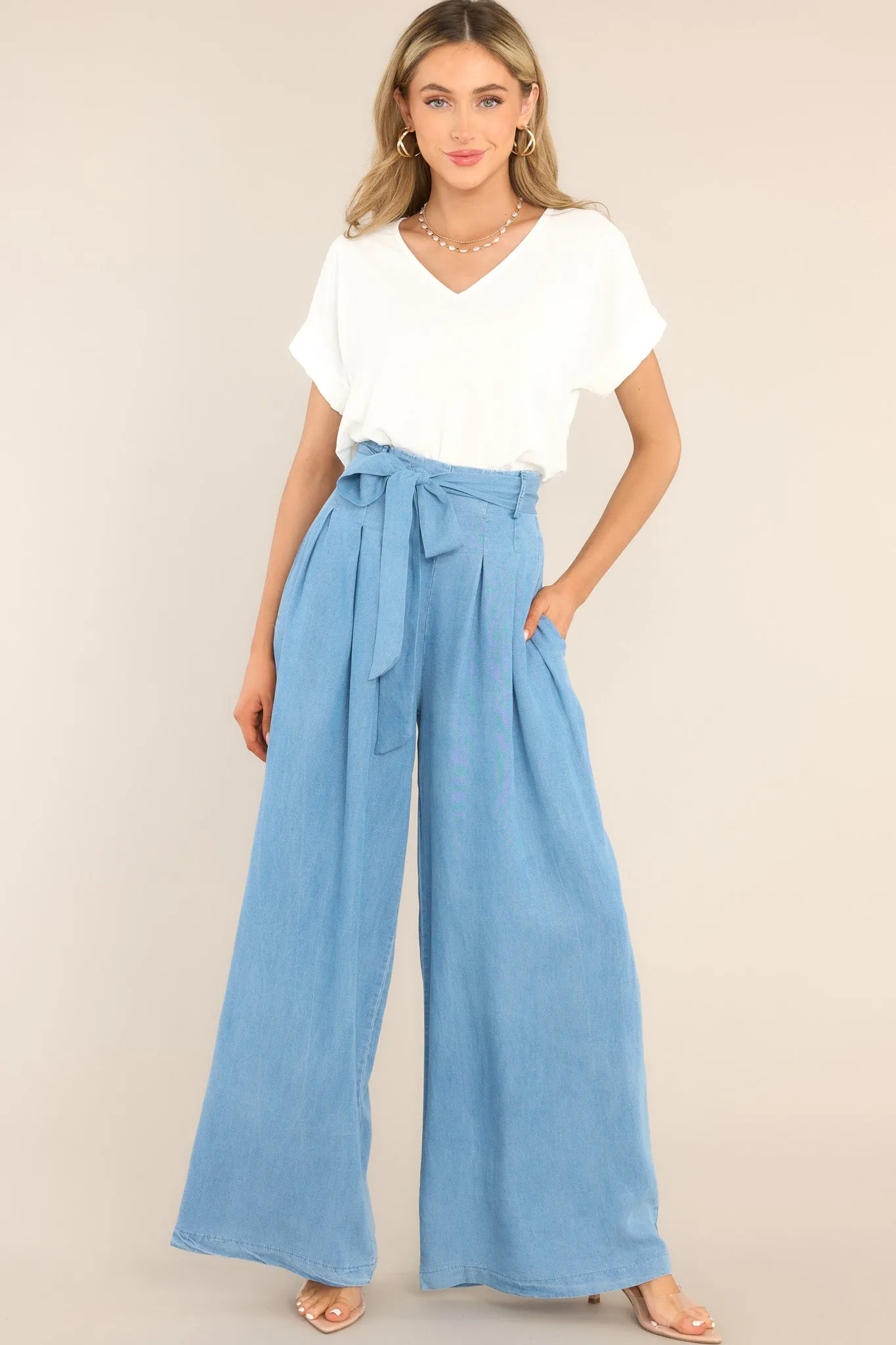 Coastal Couture Chambray Wide Leg Pants