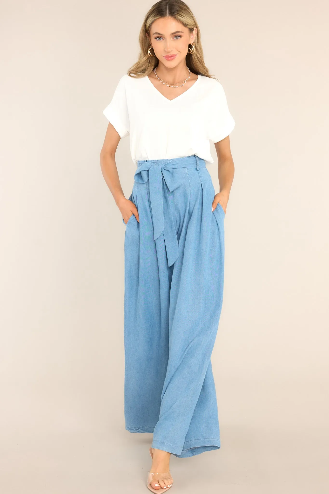 Coastal Couture Chambray Wide Leg Pants