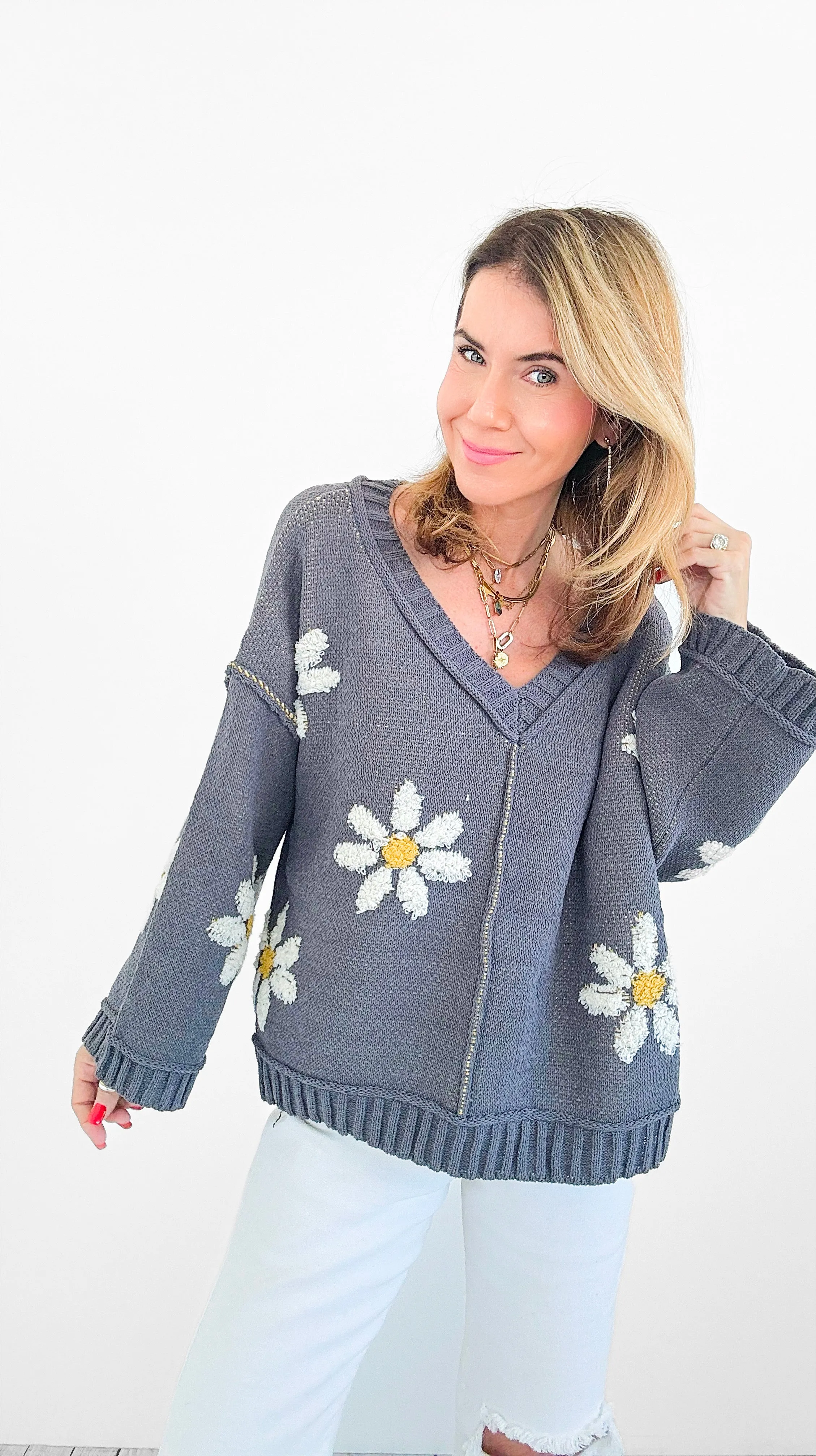 Daisy V-Neck Sweater