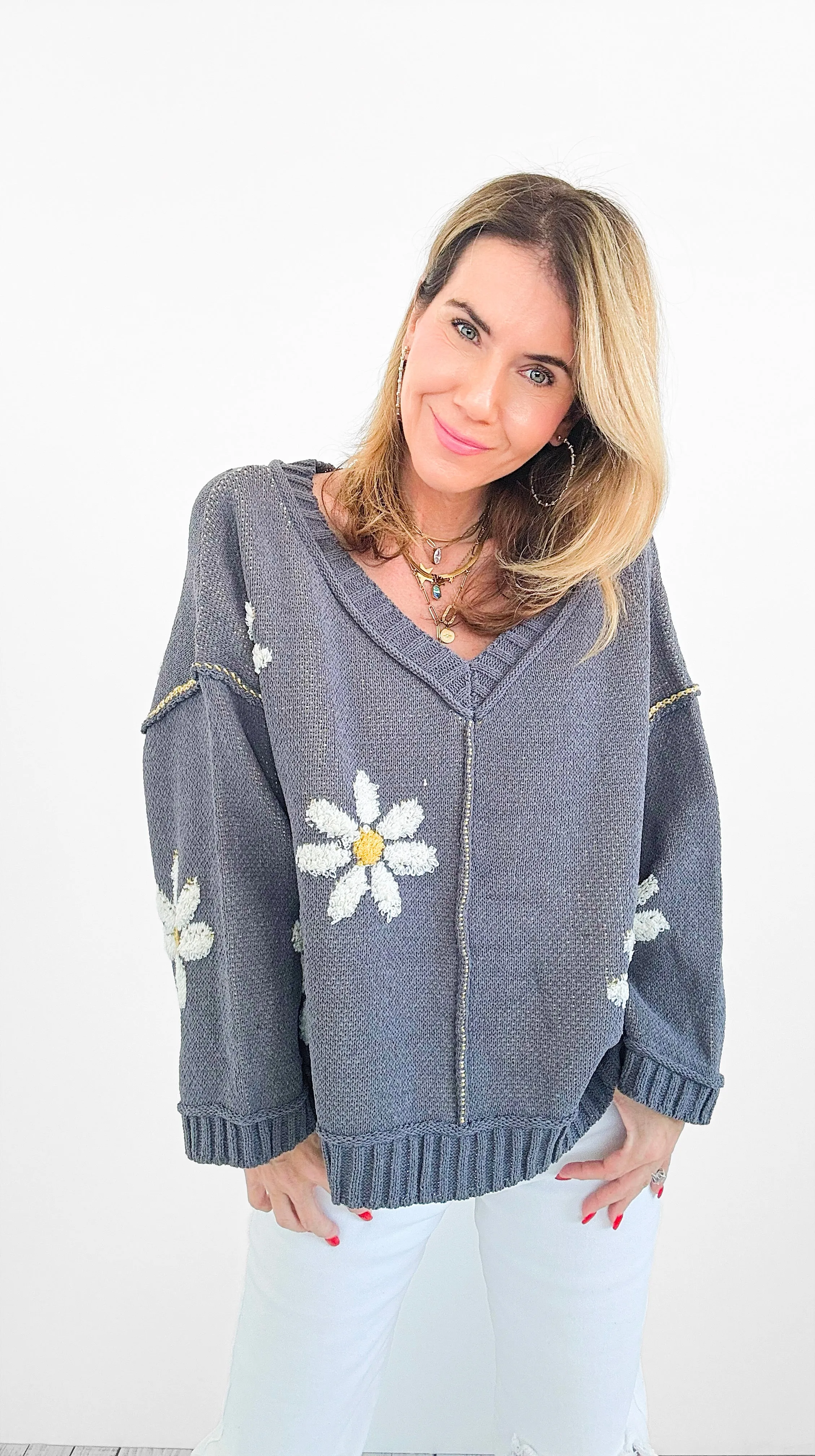 Daisy V-Neck Sweater