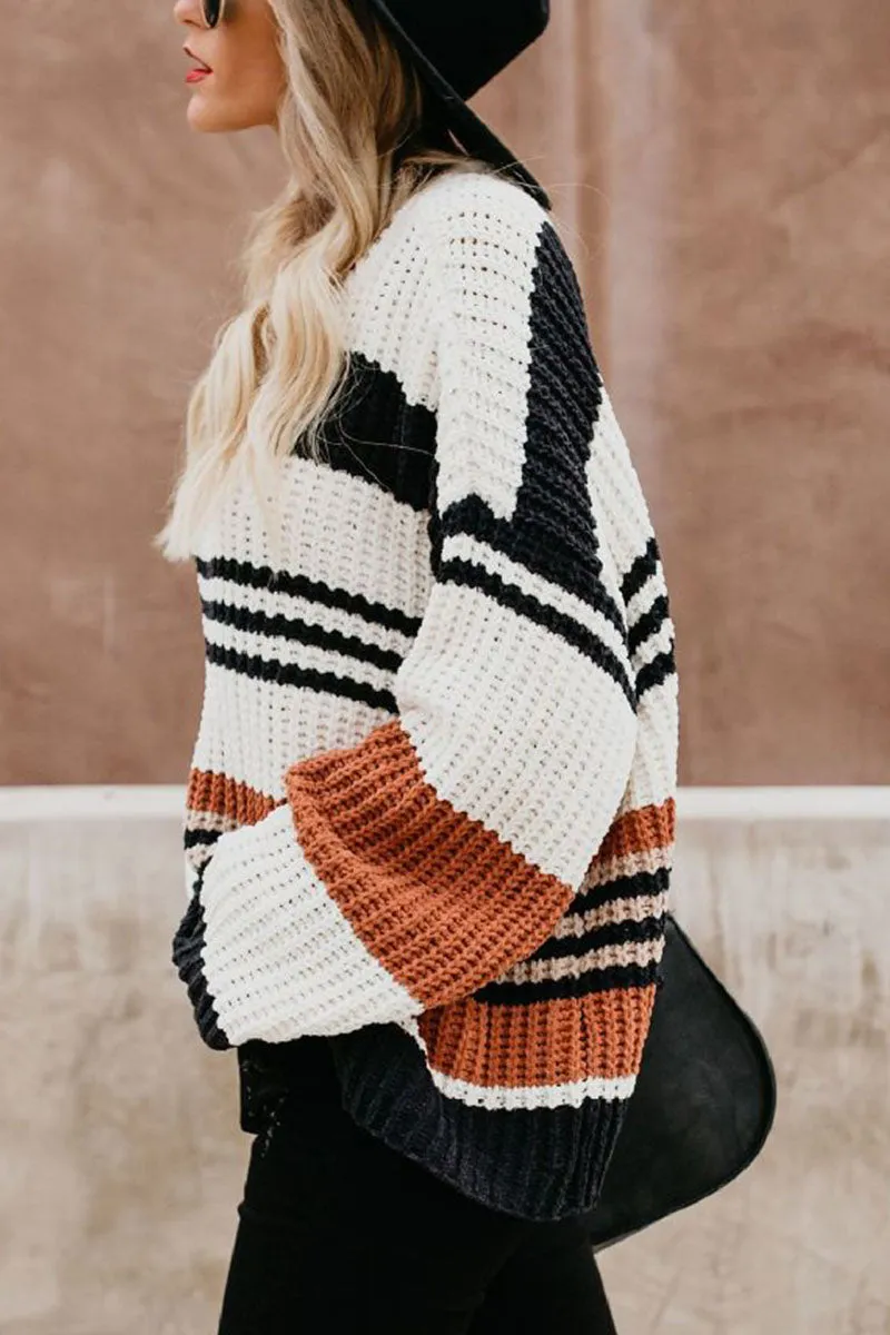 Fashion Street Striped Pullovers O Neck Sweaters