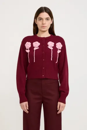 Flower Cardigan Maroon