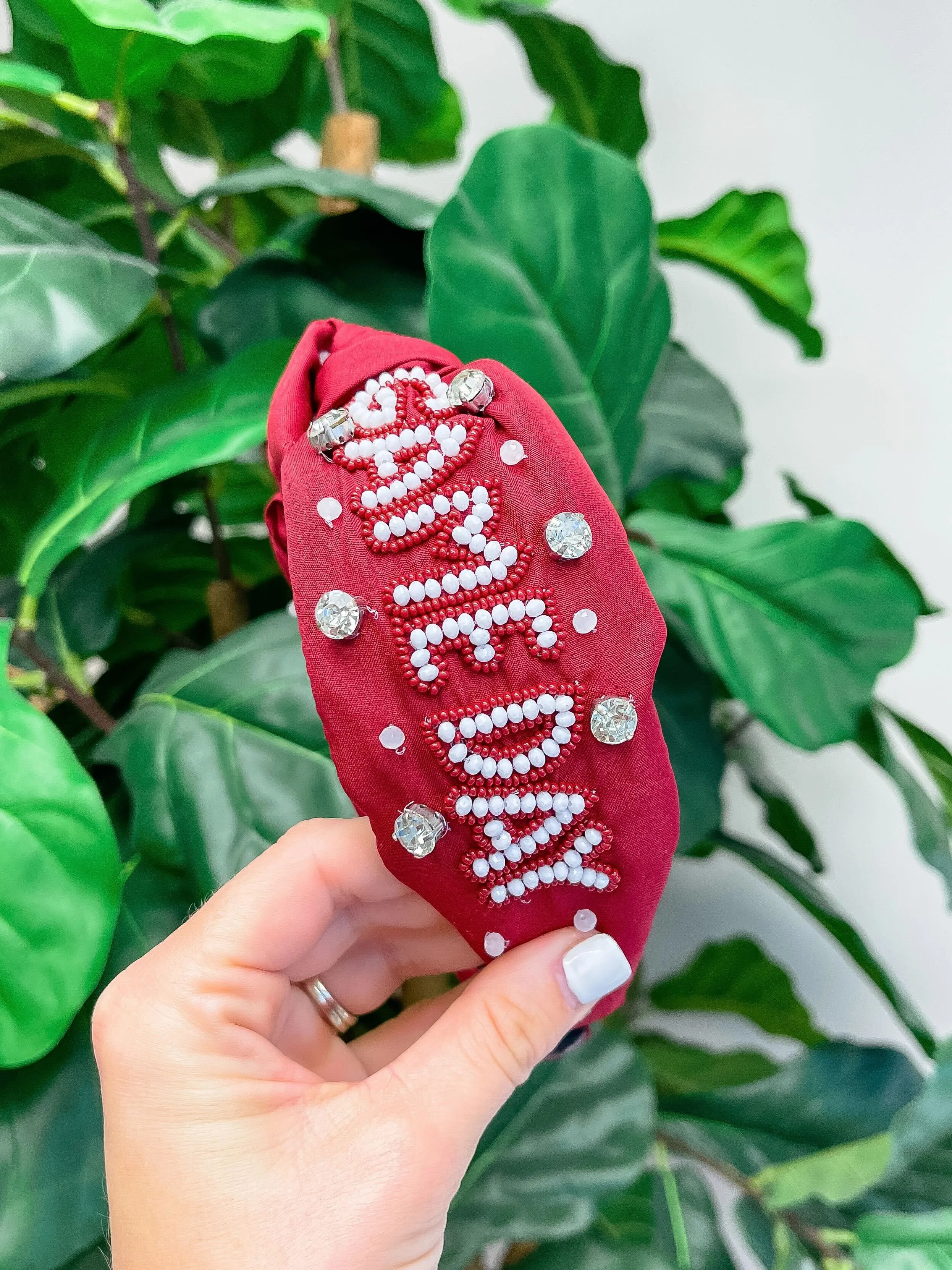 'Game Day' Embellished Headband - Burgundy & White