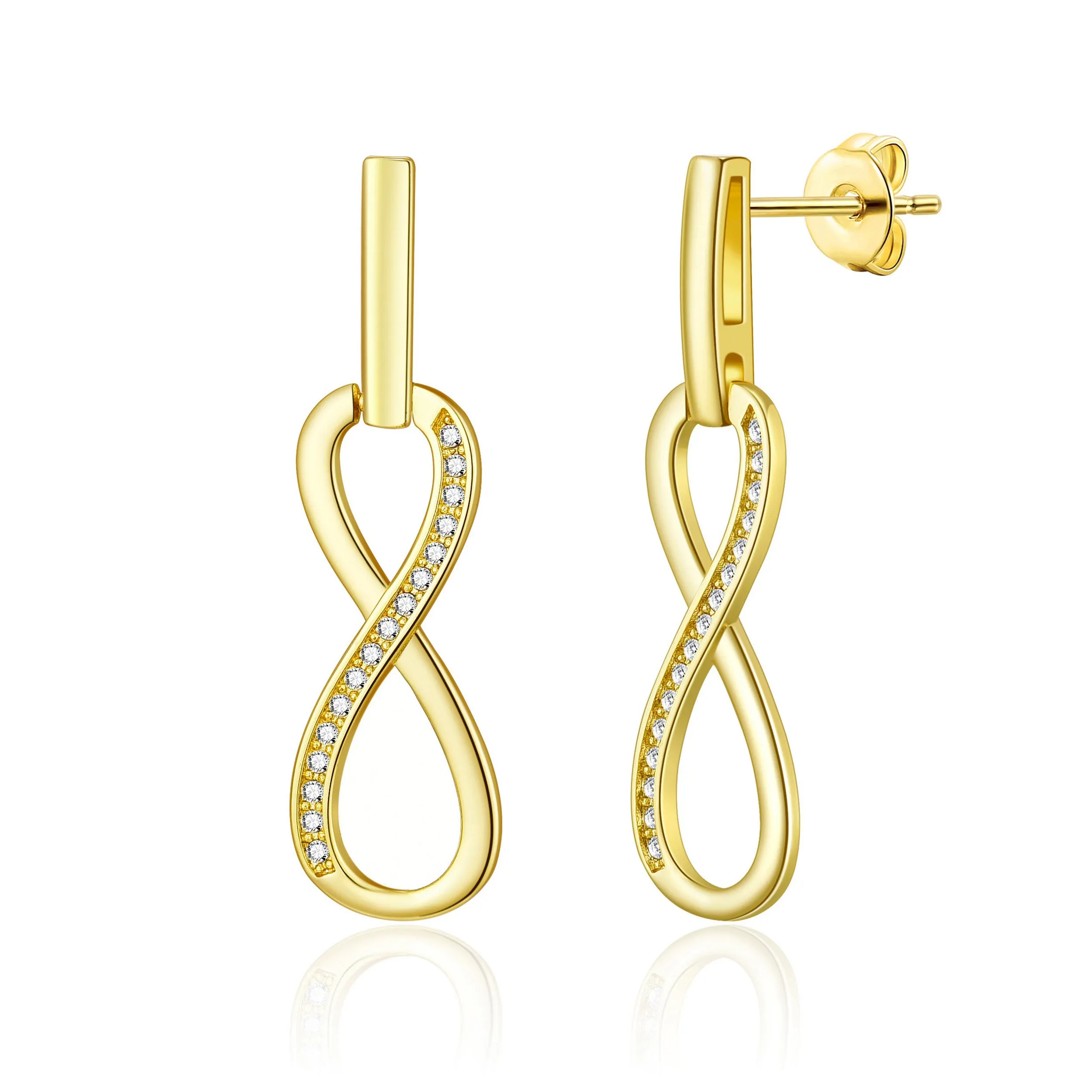 Gold Plated Infinity Drop Earrings Created with Zircondia® Crystals