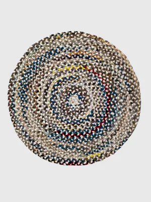 Hand Braided Round Rug - Multicolor