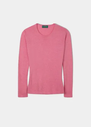 Hannah Ladies Cotton Cashmere Crew Neck Jumper In Carnation