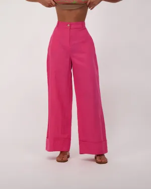 High Waisted Linen Wide Leg Pants