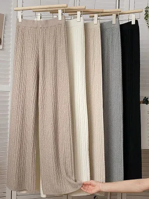 High Waisted Loose Solid Color Pants Trousers