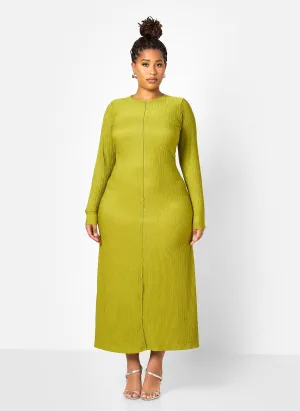 Icelyn Textured Long Sleeve Maxi Slip Dress - Chartreuse