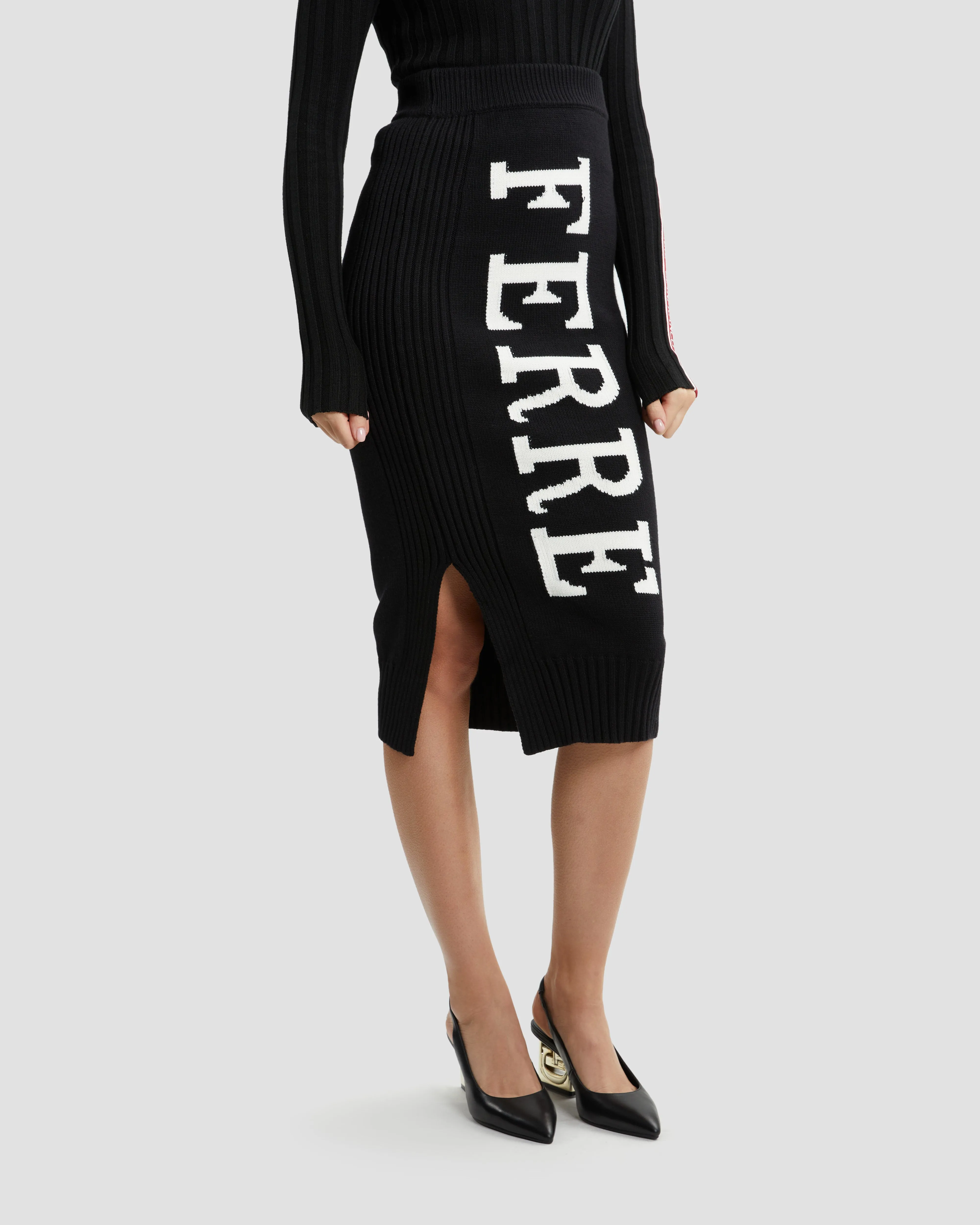 Knitted Logo Pencil Skirt