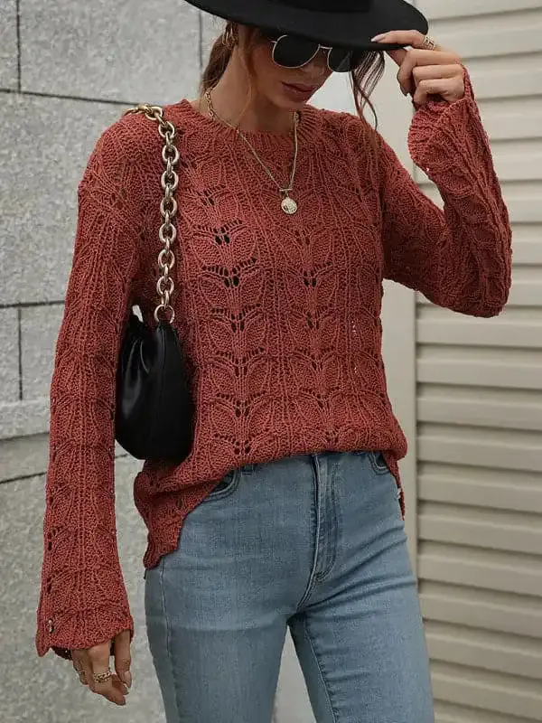 knitted Pullover Loose Solid Color Sweater