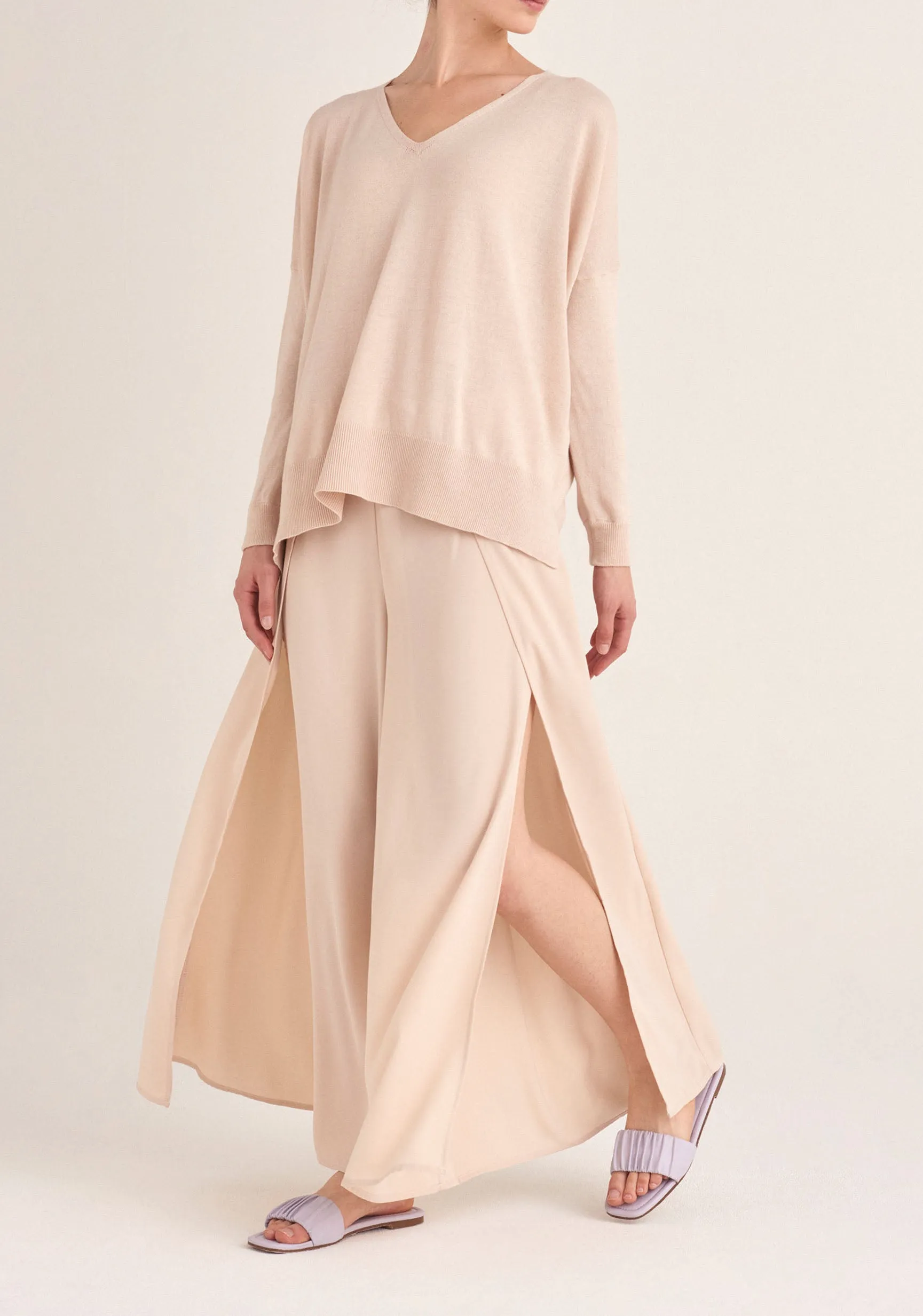 Layered Wide Leg Trousers