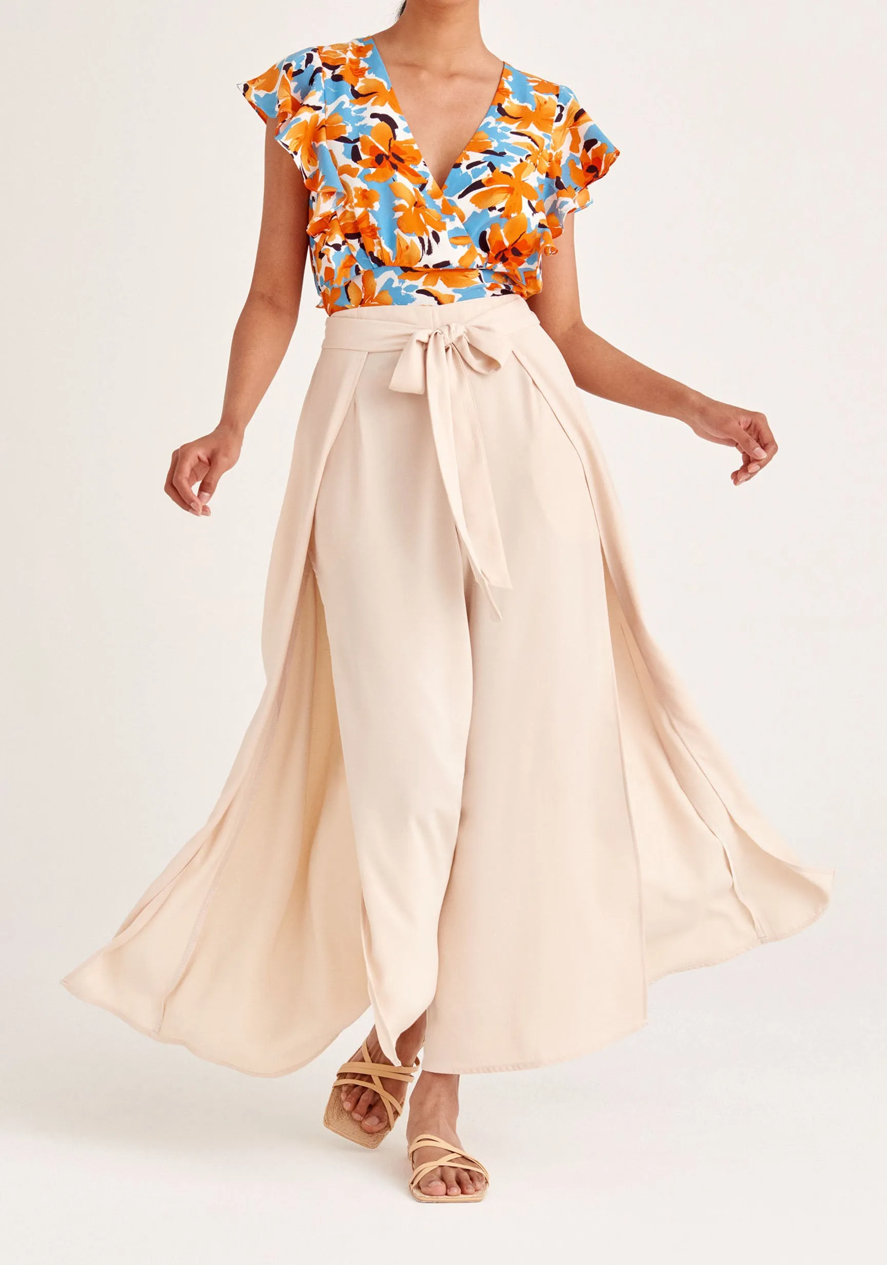 Layered Wide Leg Trousers