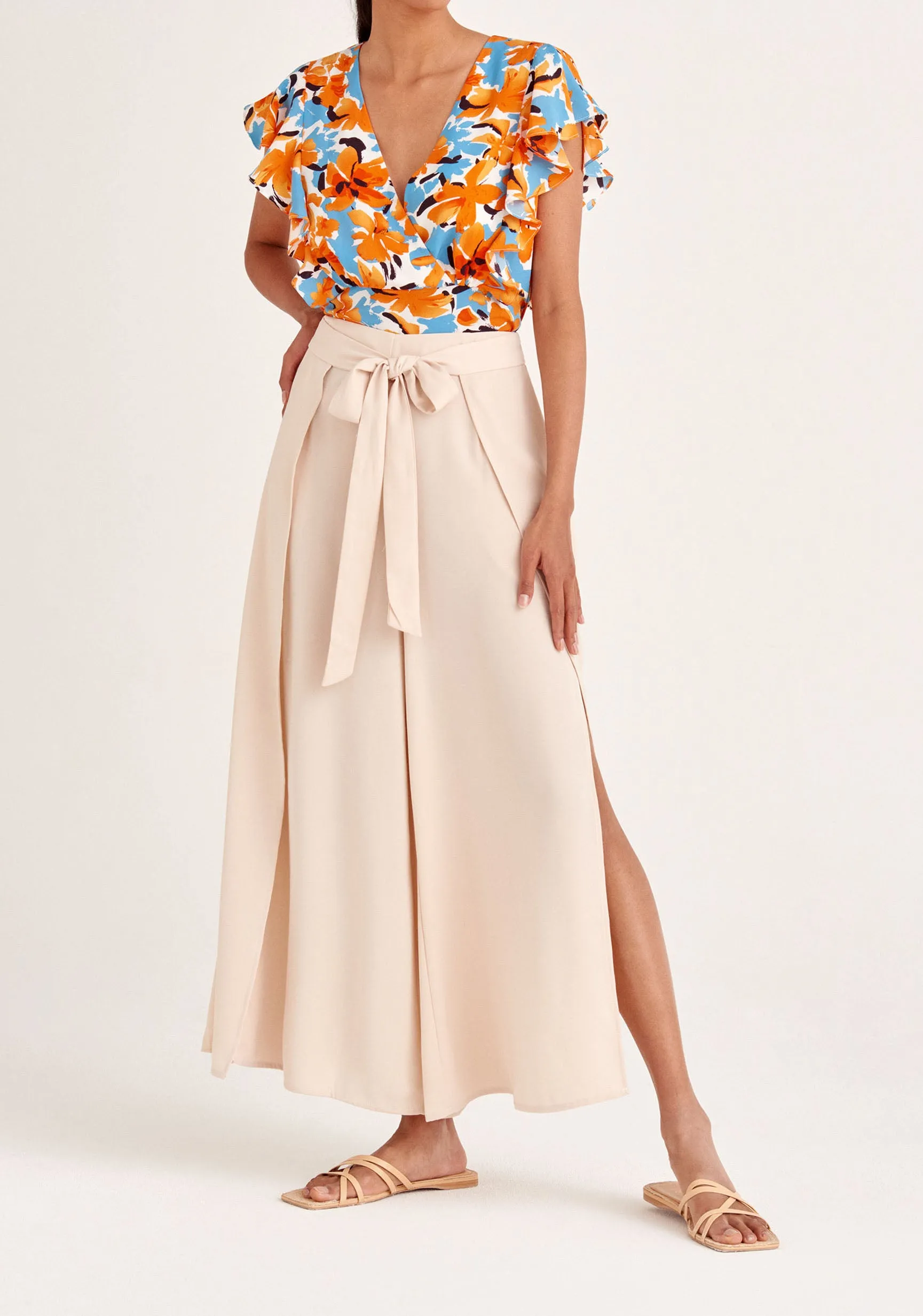 Layered Wide Leg Trousers