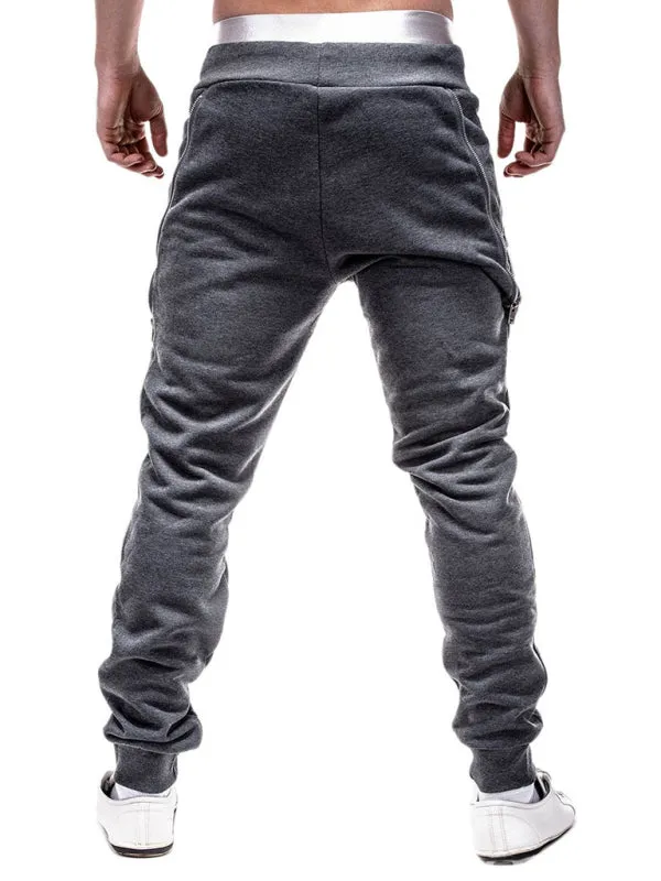 Men's fashion casual personalized zipper trim trousers