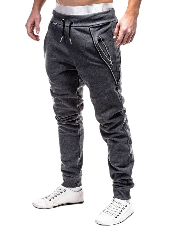 Men's fashion casual personalized zipper trim trousers