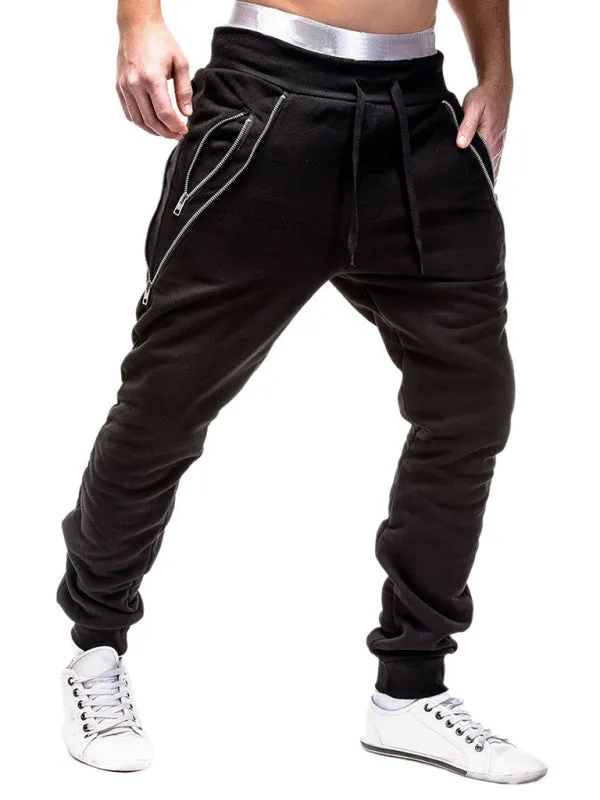 Men's fashion casual personalized zipper trim trousers