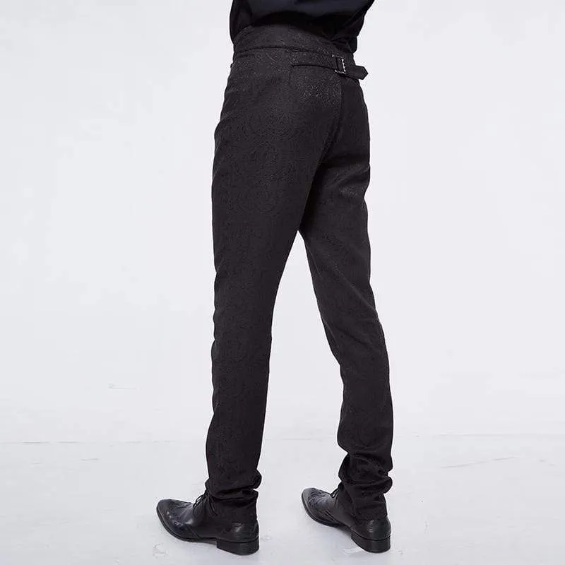 Men's Goth High-waisted Double-breasted Jacquard Pants