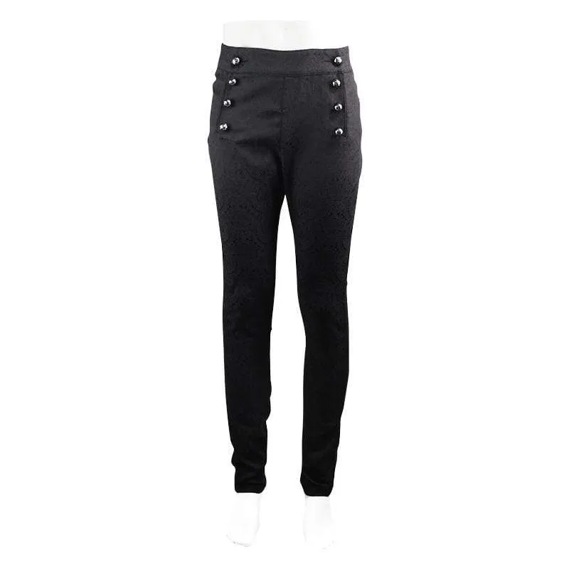 Men's Goth High-waisted Double-breasted Jacquard Pants