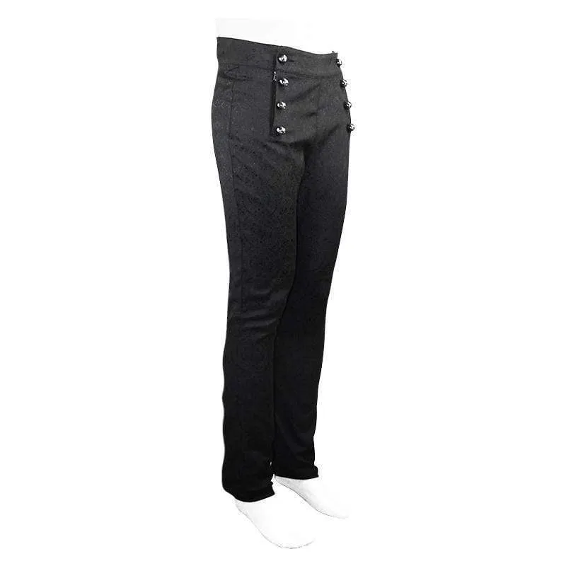 Men's Goth High-waisted Double-breasted Jacquard Pants