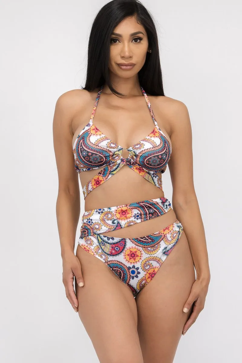 MTP8211-2 - 2 PC. PAISLEY PRINT HALTER BIKINI SET