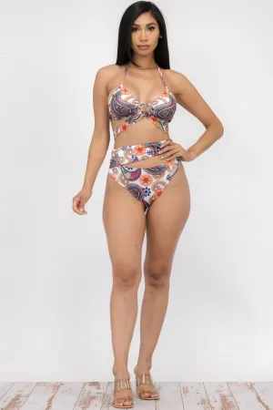 MTP8211-2 - 2 PC. PAISLEY PRINT HALTER BIKINI SET