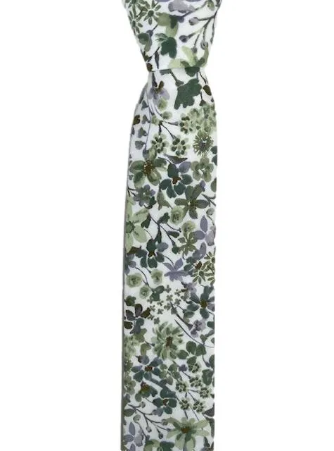 Multi-Green Cotton Floral Men's Tie