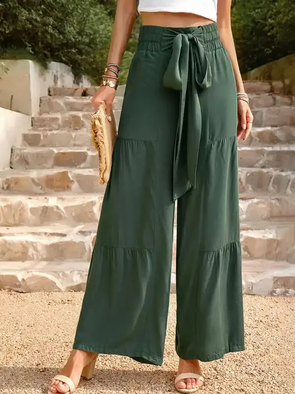 New summer loose casual wide-leg solid color trousers