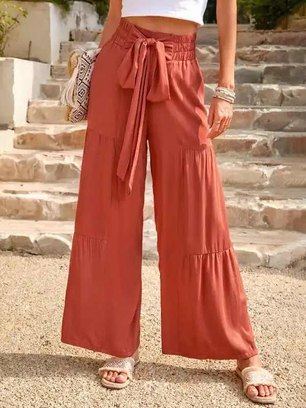 New summer loose casual wide-leg solid color trousers