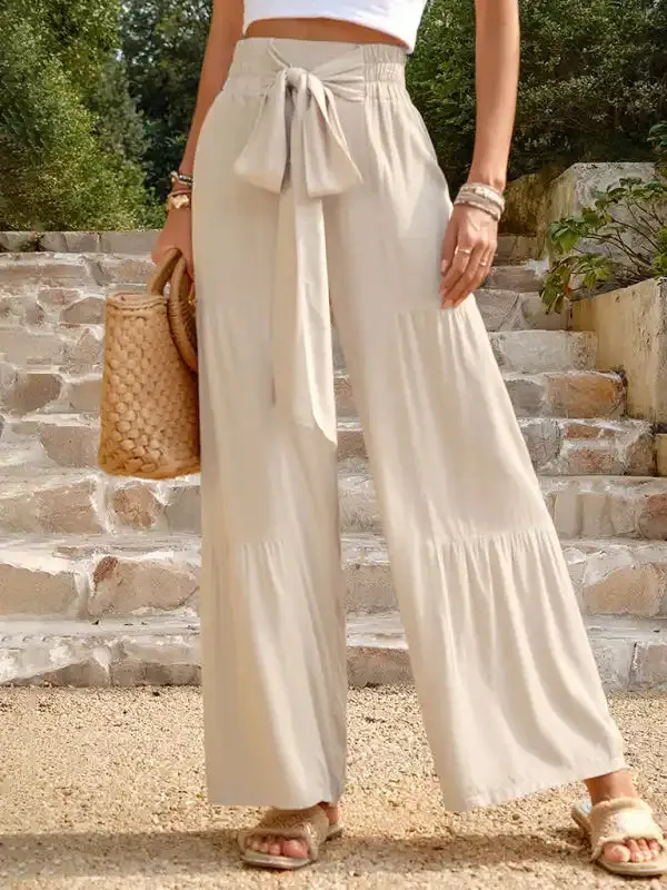 New summer loose casual wide-leg solid color trousers