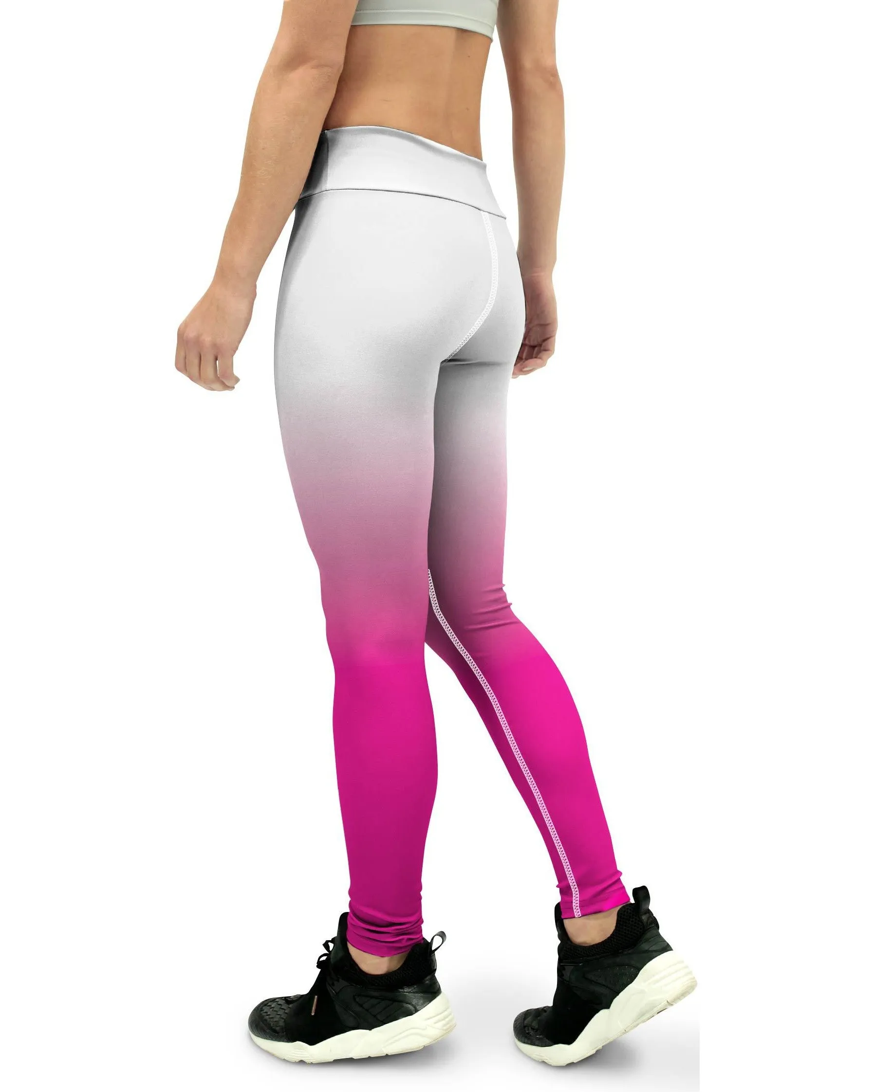 Ombre White to Pink Yoga Pants