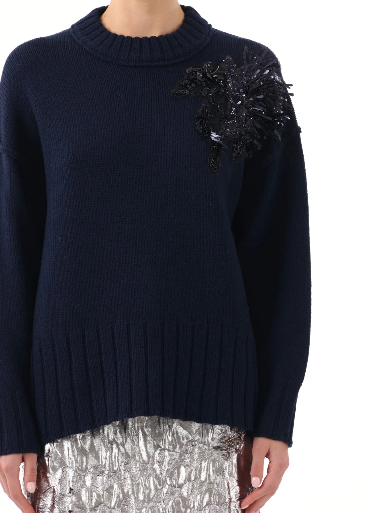 PINCUSHION EMBELLISHED WOOL SWEATER