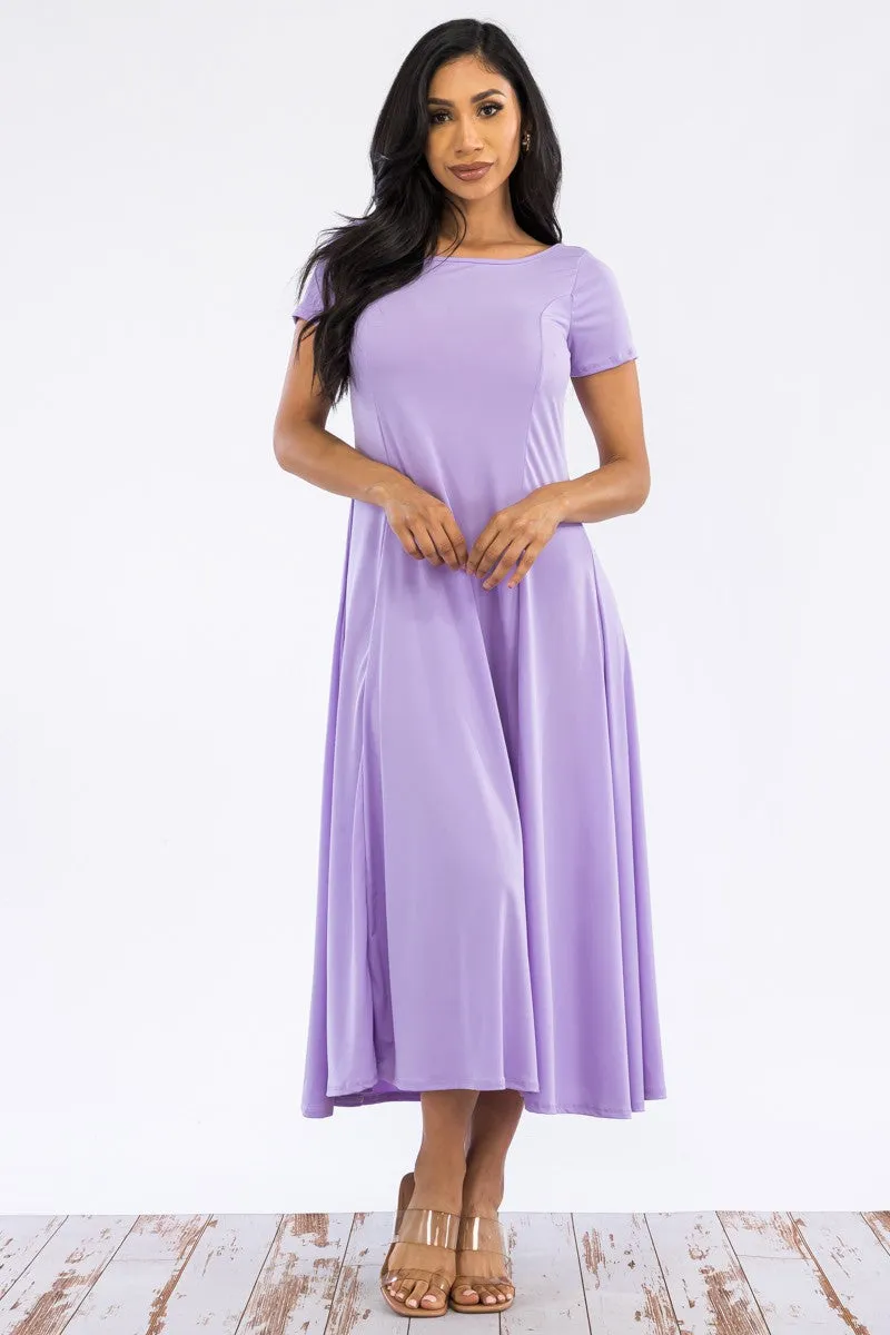 SAN144X-SOLID - Cap Sleeve Maxi Dress