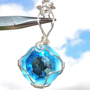 Swarovski Blue Crystal Silver Wire Wrapped Enhancer/Pendant