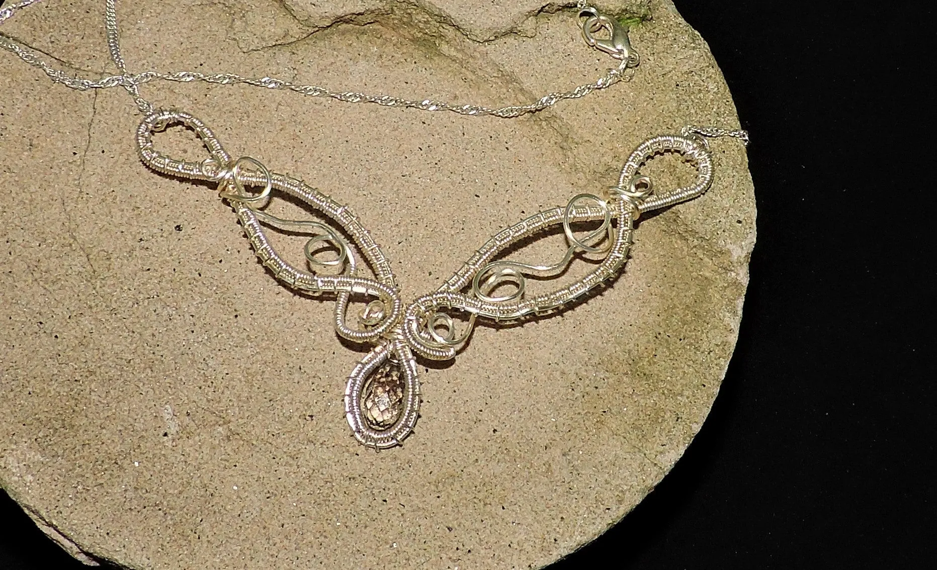 Wire Wrapped Silver with Swarovski Crystal Necklace