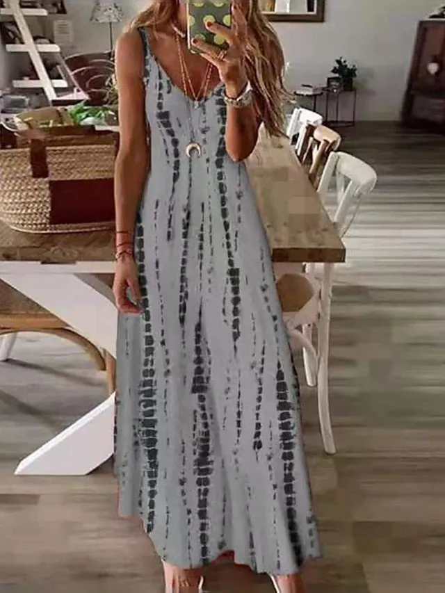 Women's A Line Dress Slip Dress Long Dress Maxi Dress White Yellow Blue Sleeveless Print Print Spring Summer Spaghetti Strap Casual 2023 S M L XL XXL 3XL 4XL 5XL